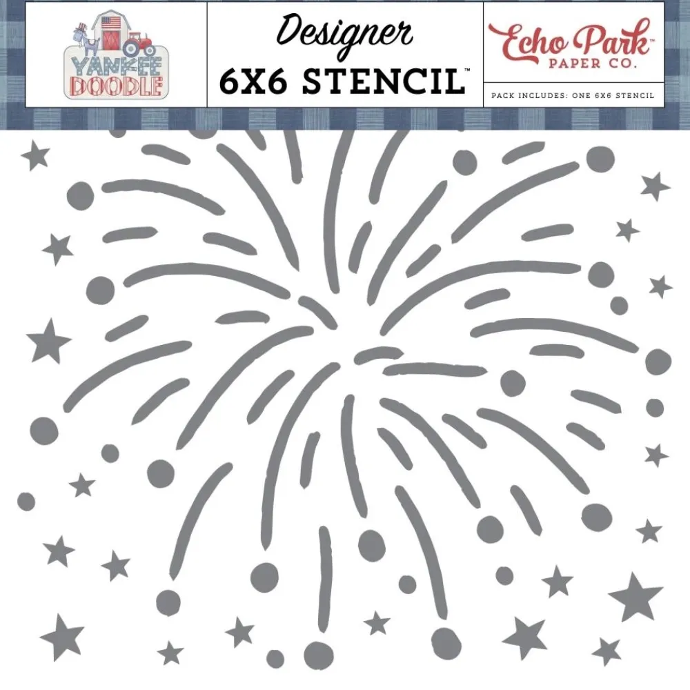 Discount Stencil My Favorite Firework Yankee Doodle Echo Park 15x15cm Plantillas