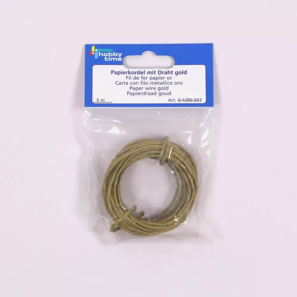 Clearance SUPER OFERTA **40%** Cordón de Papel con Alambre Oro 2mm Goma Eva Fofuchas