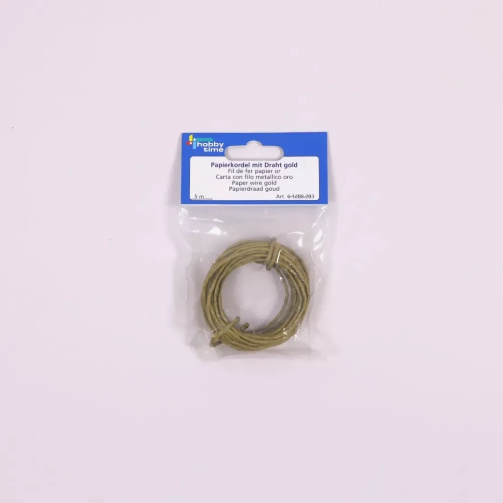 Clearance SUPER OFERTA **40%** Cordón de Papel con Alambre Oro 2mm Goma Eva Fofuchas
