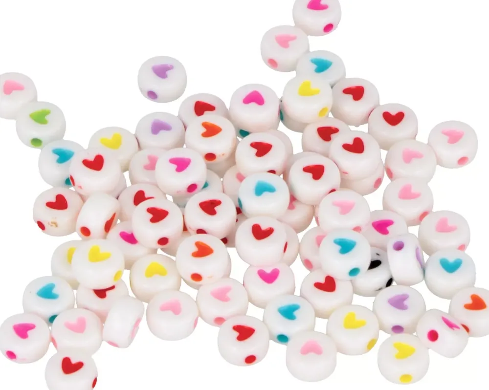Clearance SUPER OFERTA **40%** Cuentas de Plástico con Corazones 7mm Bisutería