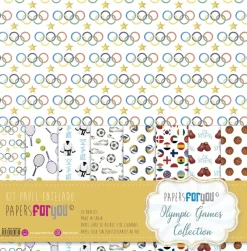 Online SUPER OFERTA **40%** Kit 10 Papeles de Tela Olympic Games 30x30cm Telas, Sedas Y Fieltro
