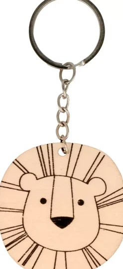 New SUPER OFERTA **40%** Llavero de Madera Cara León Safari Maderas