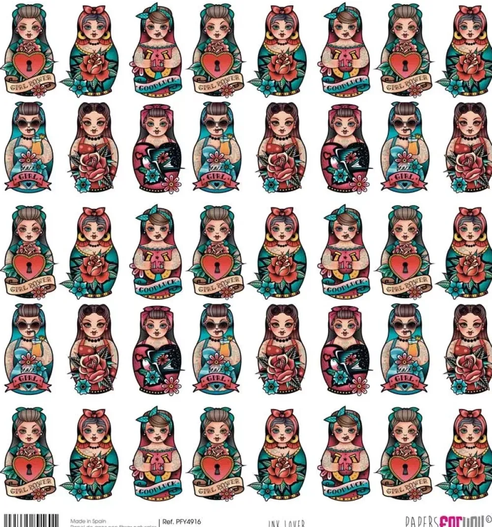 Clearance SUPER OFERTA **40%** Papel de Arroz Scrap Girl Power Ink Lover 30x30cm Decoupage|Papeles