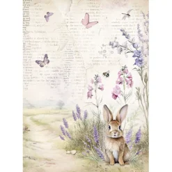 Clearance SUPER OFERTA **30%** Papel de arroz Conejito Lavender 21x30cm Papeles|Decoupage