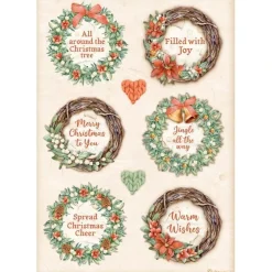 New SUPER OFERTA **40%** Papel de arroz 6 Coronas All Around Christmas 21x29cm Decoupage|Papeles