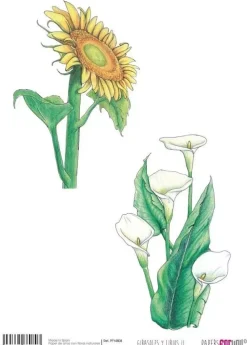 SUPER OFERTA **40%** Papel de Arroz Girasoles y Lirios II 30x21cm Decoupage|Papeles