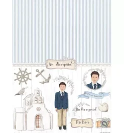 Outlet SUPER OFERTA **40%** Papel de arroz Un día especial niño de comunión 30x41cm Decoupage