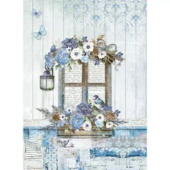 New SUPER OFERTA **40%** Papel de arroz Ventana Blue Land 21x29cm Papeles|Decoupage