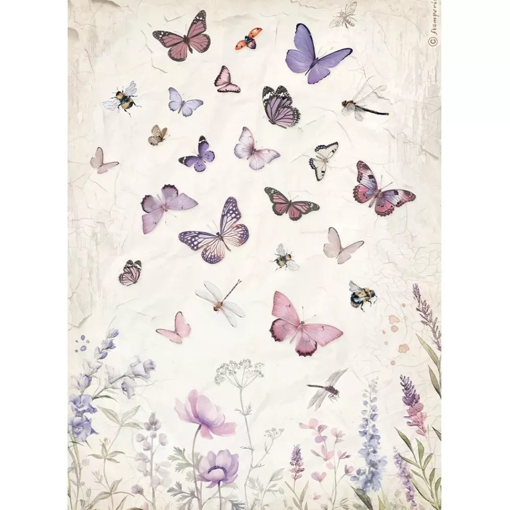 Sale SUPER OFERTA **30%** Papel de arroz Mariposas Lavender 21x30cm Papeles|Decoupage