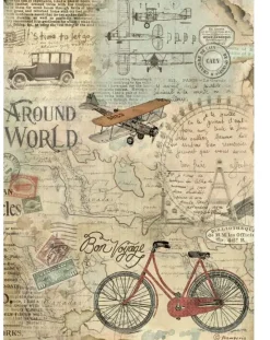 Best SUPER OFERTA **30%** Papel de arroz Bicycle Around the World 21x29 Papeles|Decoupage