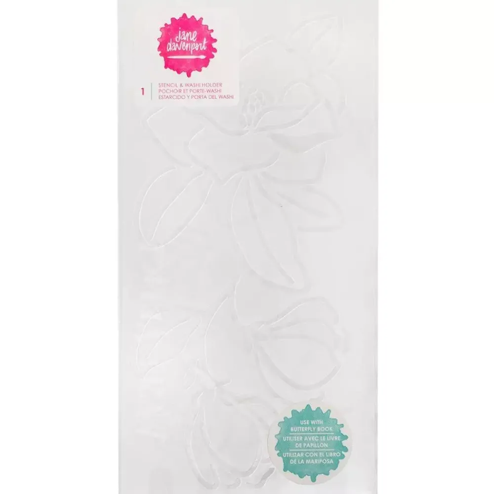 Best SUPER OFERTA **40%** Plantilla de stencil Flores y porta washis para Traveler's journal Midori Jane Davenport Plantillas