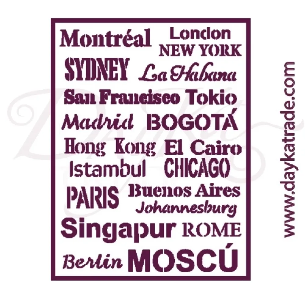 Clearance SUPER OFERTA **40%** Plantilla de Stencil T-3228 Ciudades 21x30cm Dayka Plantillas