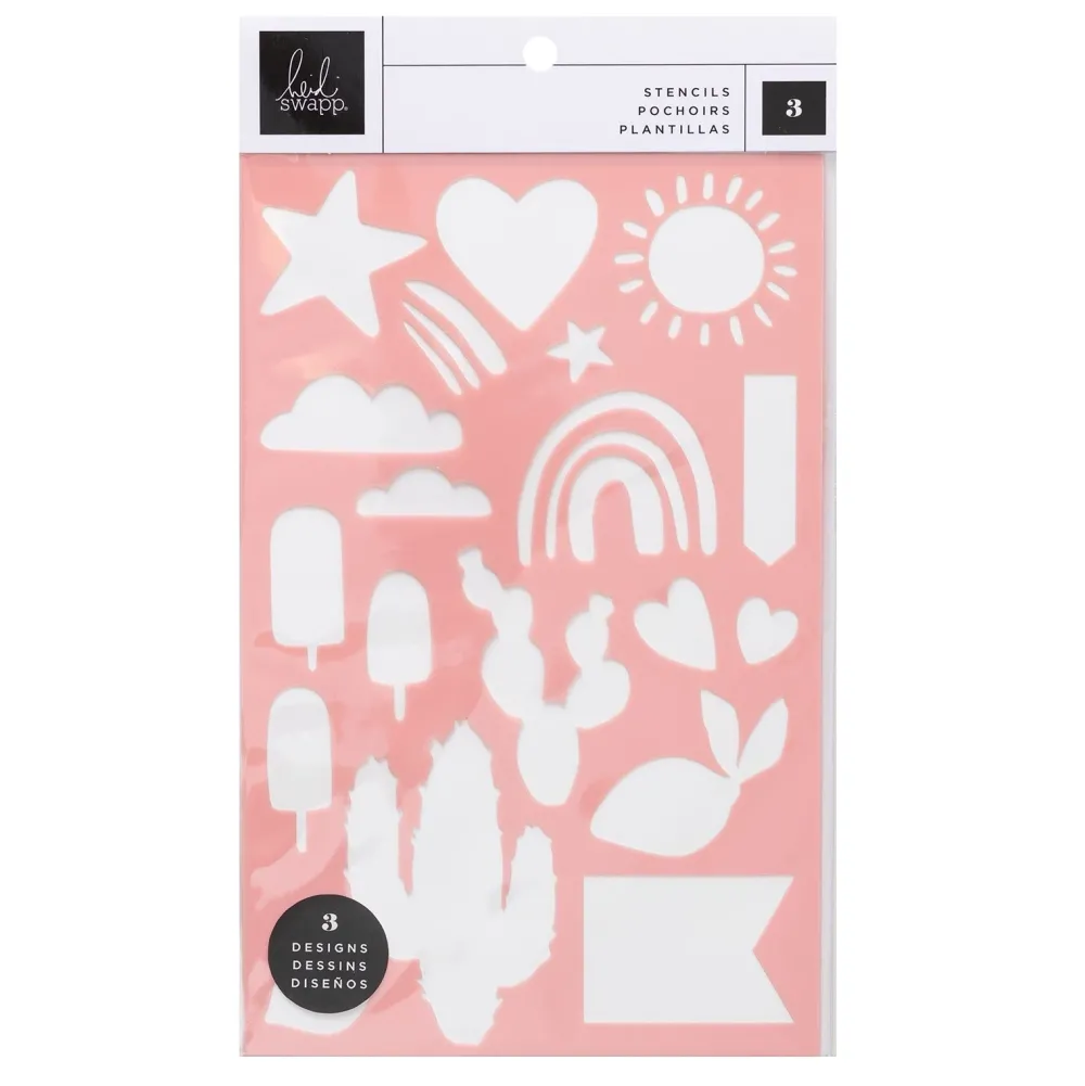 New SUPER OFERTA **60%** Set 3 Stencils Sun Chaser Heidi Swapp Plantillas