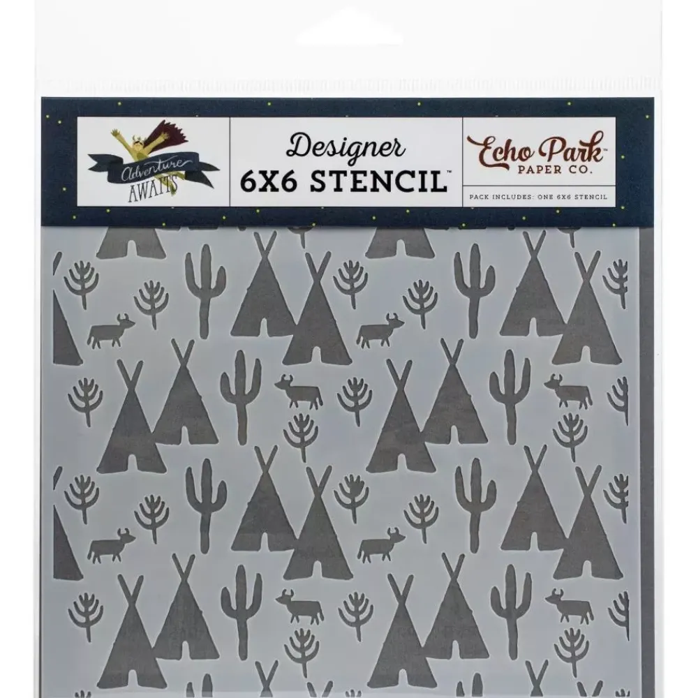 New SUPER OFERTA **30%** Stencil Desert Scene Echo Park 15x15cm Plantillas
