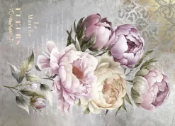 New Tela de Encuadernar Peonies IV La Vie en Fleurs 70x50cm Telas, Sedas Y Fieltro