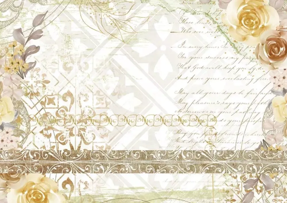Discount Tela de Encuadernar Rosas Beige The Kingdom of the Elves 70x50cm Telas, Sedas Y Fieltro