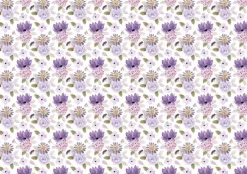 Tela de Encuadernar Violet Blossoms 70x50cm Telas, Sedas Y Fieltro