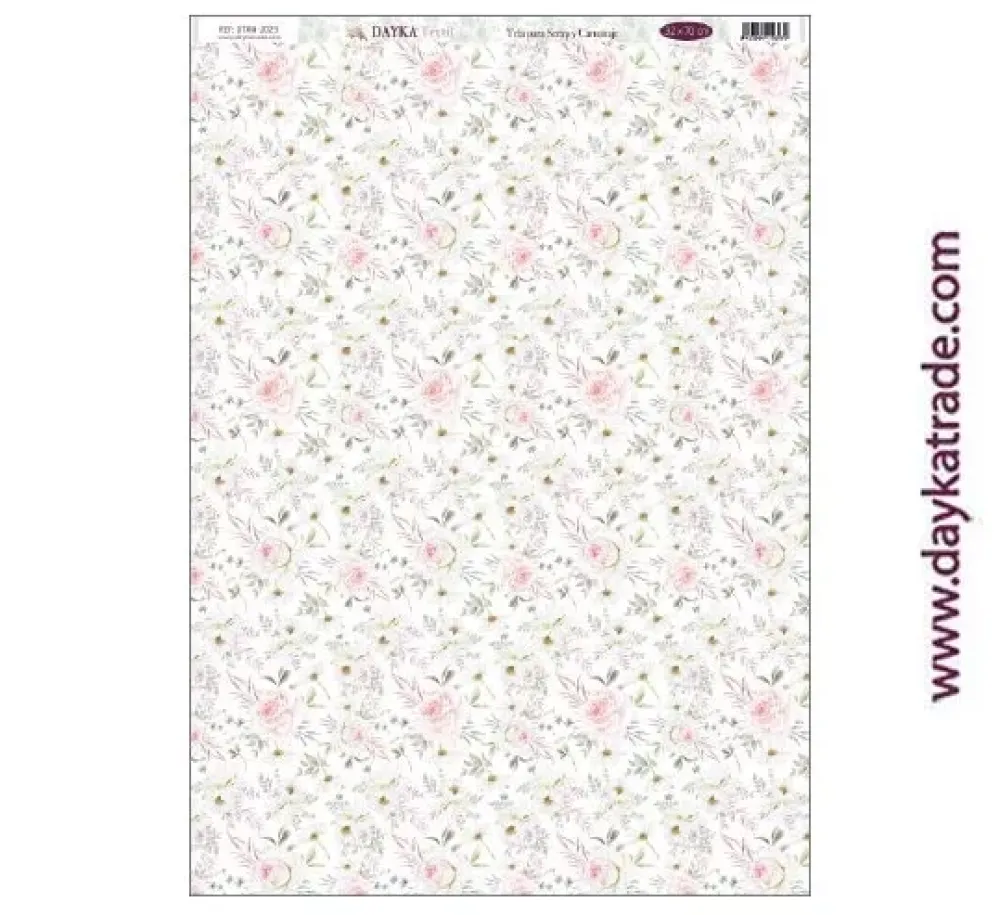 Tela DTXM-2023 Patrón Fondo Flores Bendiciones Dayka 33x70cm Telas, Sedas Y Fieltro