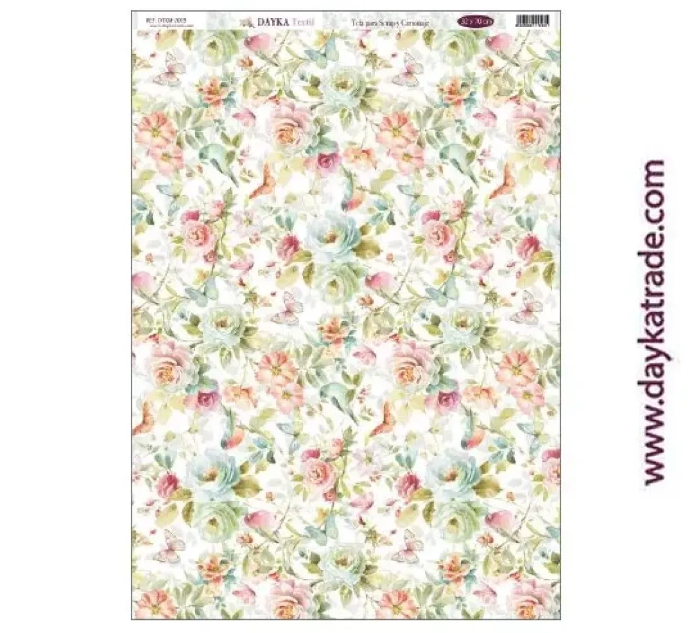 Hot Tela DTXM-2019 Patrón Fondo Flores Colores Dayka 33x70cm Telas, Sedas Y Fieltro