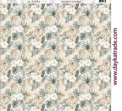 New Tela DTXS-953 Flores Tropicales Dayka 30x30cm Telas, Sedas Y Fieltro