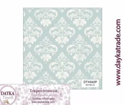 Discount Tela para Decoración #42 Damasco azul y beige 50x100cm. Dayka Telas, Sedas Y Fieltro