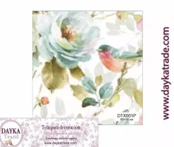 Clearance Tela para Decoración #01 Flores con pájaros 50x100cm. Dayka Telas, Sedas Y Fieltro
