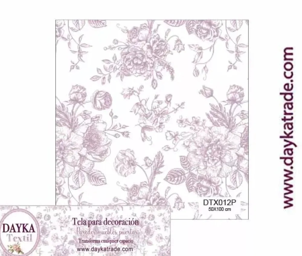 Discount Tela para Decoración #12 Flores Moradas 50x100cm. Dayka Telas, Sedas Y Fieltro