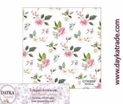 Tela para Decoración #09 Flores rosas con hojas verdes 50x100cm. Dayka Telas, Sedas Y Fieltro