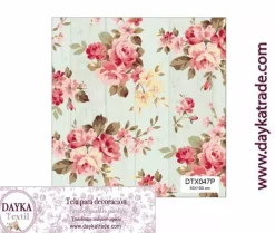 Hot Tela para Decoración #47 Flores sobre tabla de madera verde 50x100cm.Dayka Telas, Sedas Y Fieltro