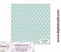 Sale Tela para Decoración #03 Puntos o topos con fondo aguamarina 50x100cm. Dayka Telas, Sedas Y Fieltro