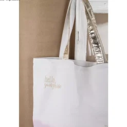 New Tote bag shopper fashion blanco y dorado Organización|Telas, Sedas Y Fieltro